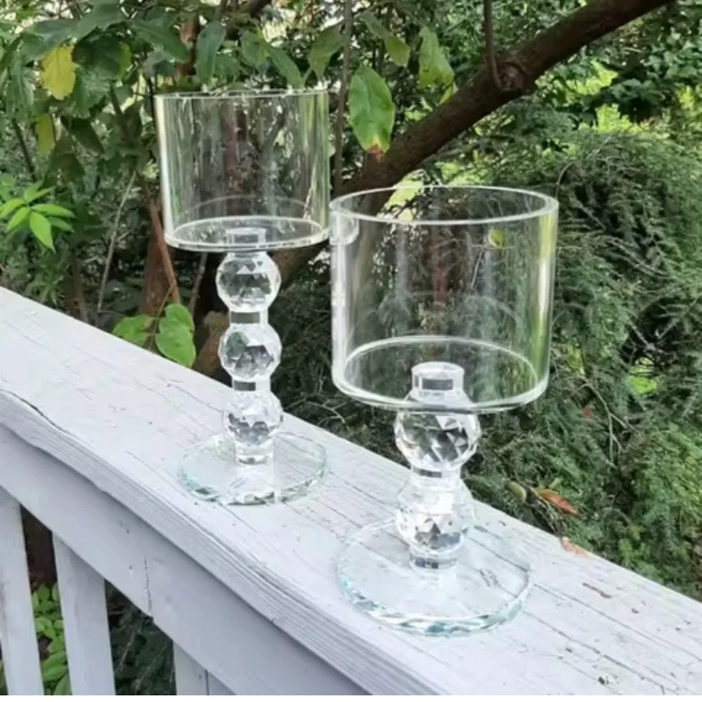 Crystal Cut hurricane candle holders. 2 count. New